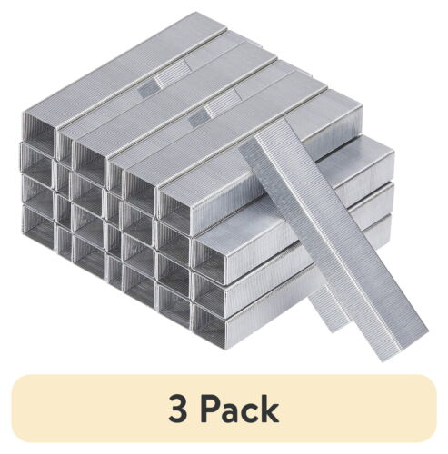 (3 pack) High-Capacity Staples, 3/8" Leg Length, 1,500/Box