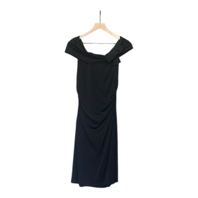 David Meister Women's Ruched Cocktail Dress Black Size 10