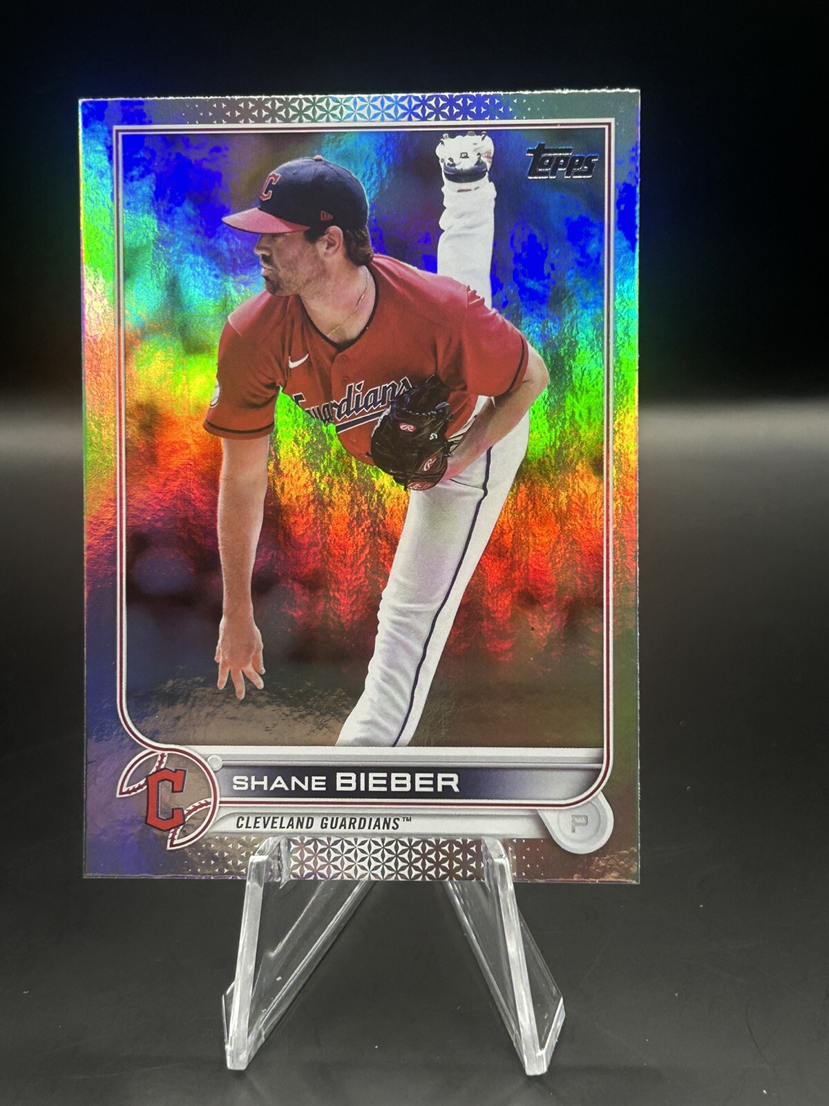Shane Bieber 2022 Topps Series 1 Rainbow Foil #21 Cleveland Guardians Parallel