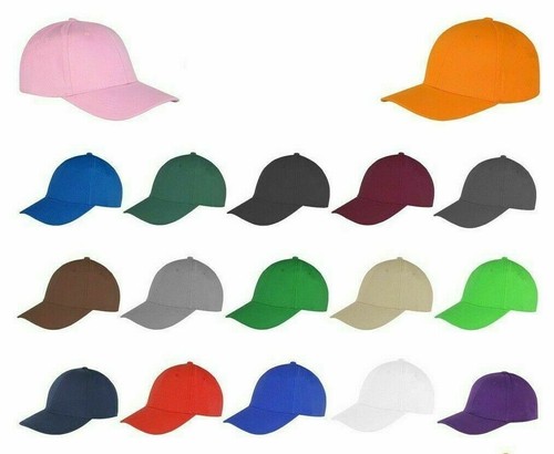 Mens Womens Plain Cotton Baseball Cap 