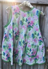 Vintage Handmade Apron House Dress Backless Button at Back Large Front Pocket