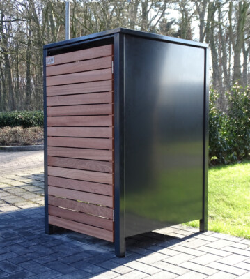 1 Mülltonnenbox  für 240 Liter-Mülltonne in Edeldesign Anthrazit / Edelholz