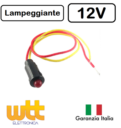 CESFONJER 5 pezzi 6mm 1/4 LED Lampada spia in metallo 12V Lampada spia impermeabile Pilota Dash Direzionale Auto Camion Barca con filo (Colore rosso