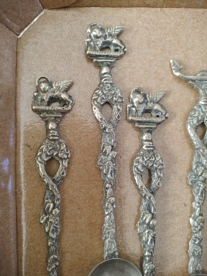 Lotto 6 Cucchiaini D'argento Antichi Venezia Leone San Marco - Immagine 2 di 4
