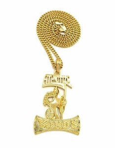Authentic HIP HOP GOLD PLATED HYPNOTIZE MINDS PENDANT & 3mm 24" CUBAN CHAIN BLING NECKLACE