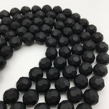 Black Onyx Matte Big Faceted Round Beads 8mm 10mm Approx 15.5" Strand