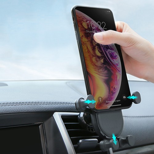 1pc Car Phone Holder Air Vent Gravity Design Mount Cradle Stand Accessory Black - Foto 2 di 12