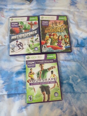 3 Kinect  Xbox 360  Games: Your Shape Fitness Evolved, Adventures, Motionsports