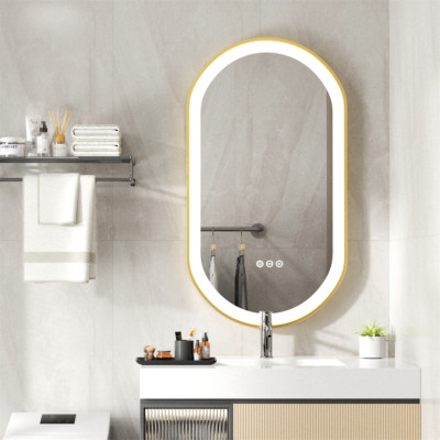 Extra Large Oval Bathroom Mirror LED 3 Color Lights Dimmable Smart Vanity Mirror