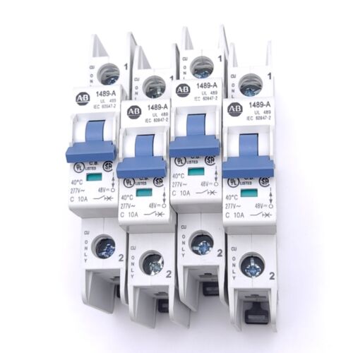 Menge 4 Allen Bradley 1489-A1C100 Leistungsschalter, 1-polig, 10A, 277VAC/48VDC - Bild 3 von 6