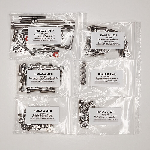 Kit visserie moteur Honda XL 250 R 82-83 - Vis cylindriques BTR acier inoxydable