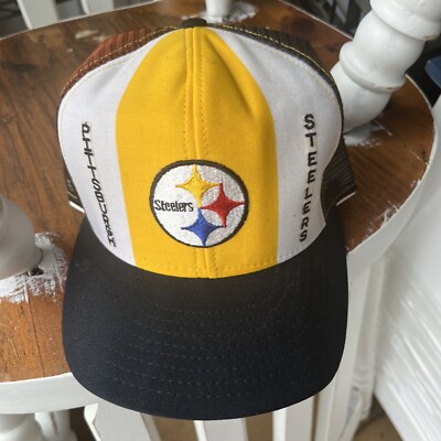 Pittsburgh Steelers Vintage AJD Lucky Stripes NFL 80's Trucker Snapback Cap Hat