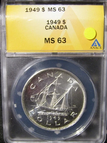 1949 CANADA SILVER $1 DOLLAR...ANACS MS-63