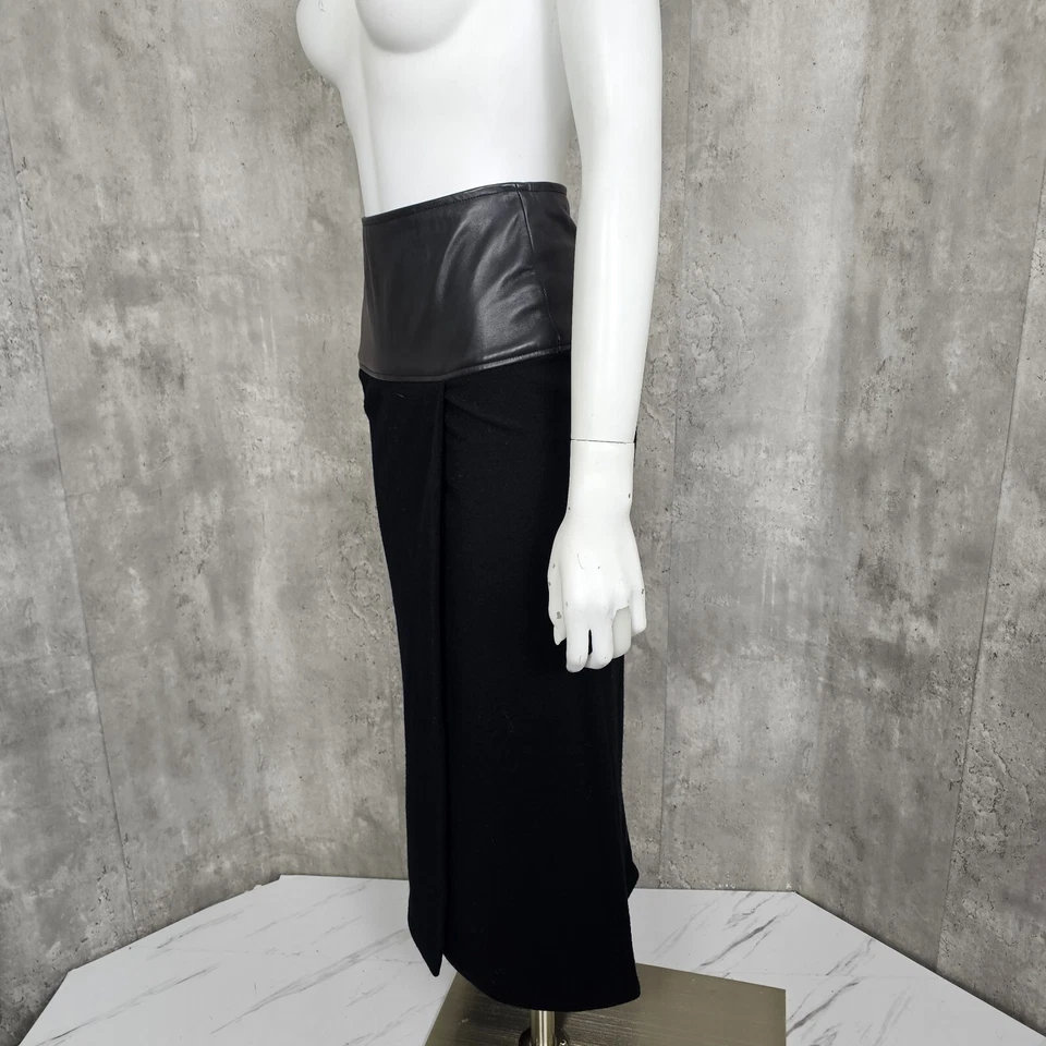 Falda envolvente vintage años 80 Liz Roberts Robert Elliot para mujer S de cuero negro y lana Foto 4 de 4