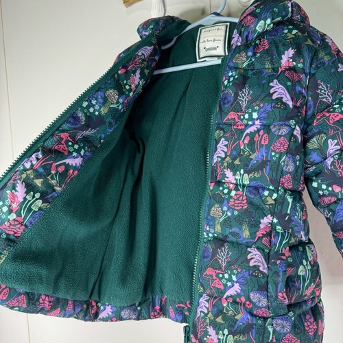 Gymboree Mushroom Print Quilted Puffer Jacket Fleece Lined Zipper Front Sz XS 4 - Picture 8 of 14