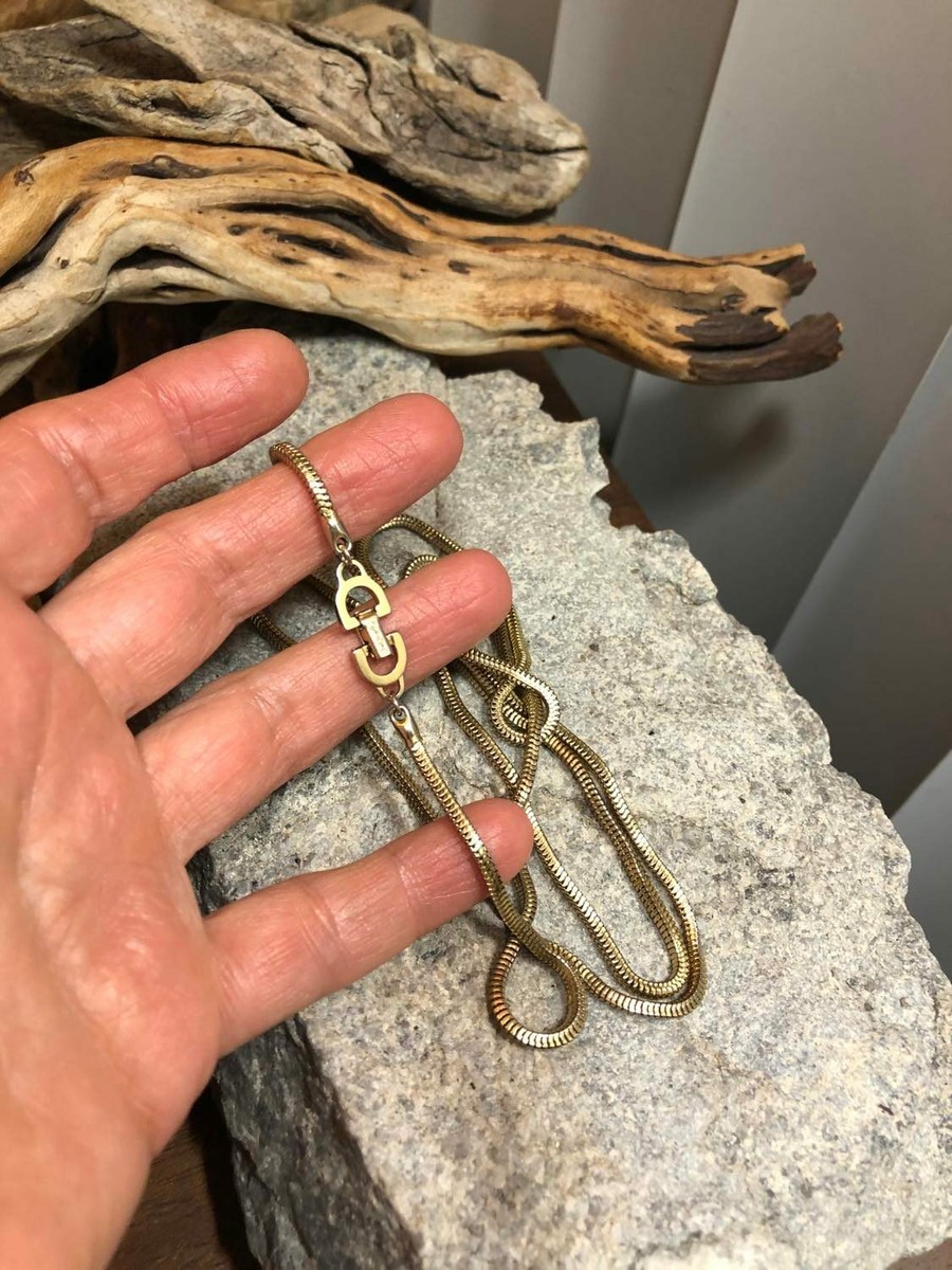 Vintage Christian DIOR Gold tone Four Angle Snake Chain Long Vintage Christian DIOR Gold tone Four Angle Snake Chain Long