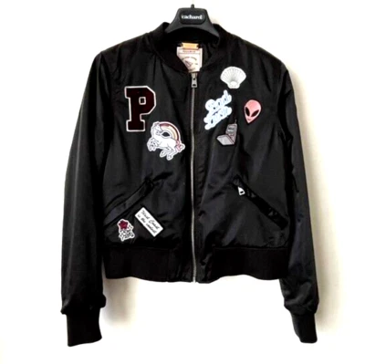 BLOUSON PULL & BEAR Taille S 34 36 Noir avec fantaisie appliqué TBE ! Superbe - Photo 1/4