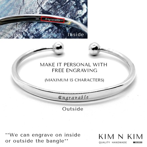 Heavy Weight Soild ID Torque Bangle Bracelet✔️Free Engraving✔️925Silver✔️Quality - Picture 8 of 13