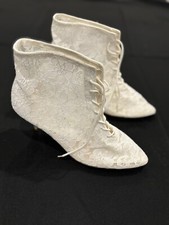 Vintage Special Occasions by Saugus Shoe - White Lace Boots, Booties Size 9