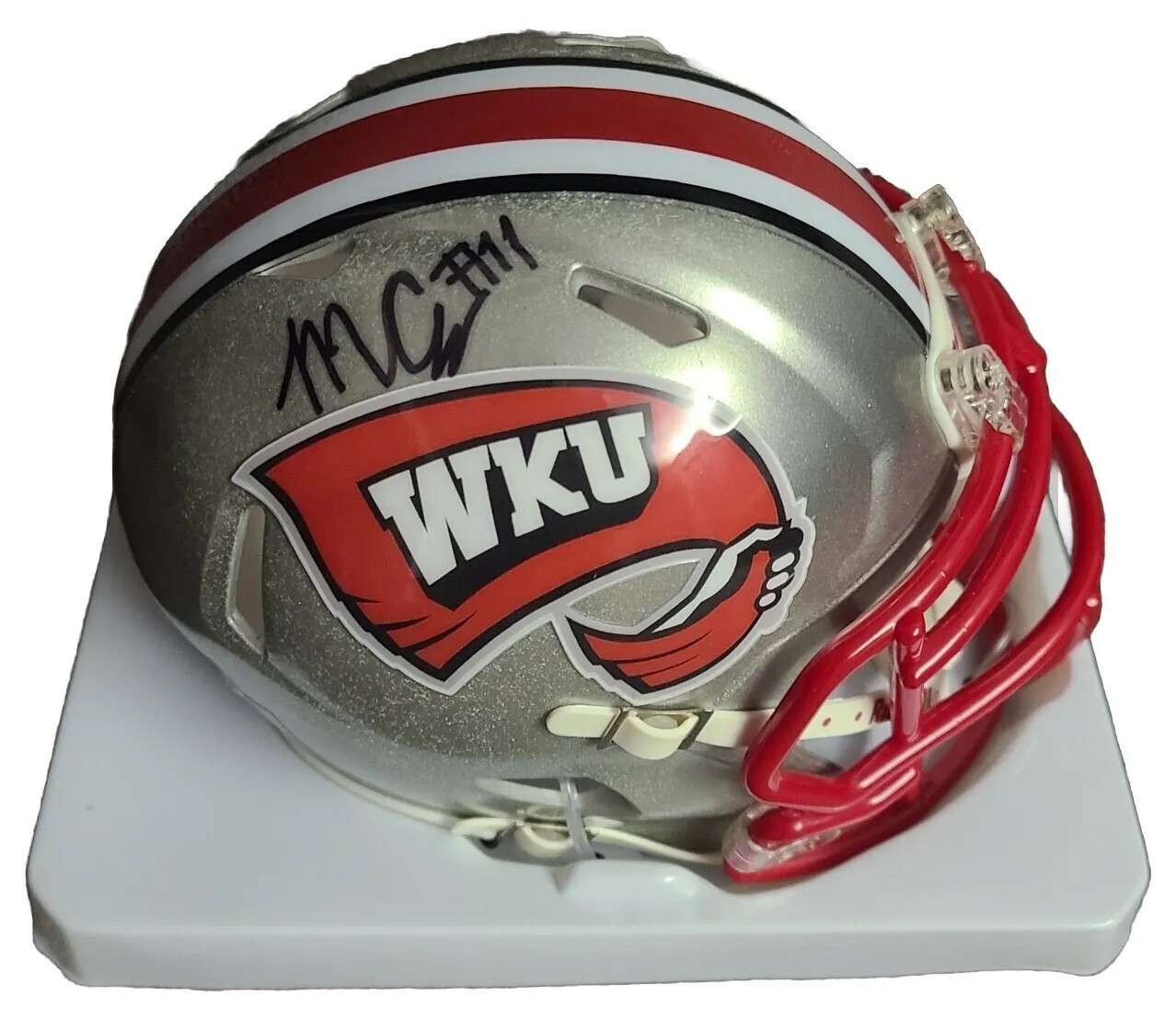 Malachi Corley 11 WKU WR Western Kentucky Hilltoppers Signed Riddell Mini Helmet