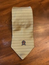 Tommy Hilfiger Men's Necktie 100% Silk Plaid Made In USA Yellow 57” Long