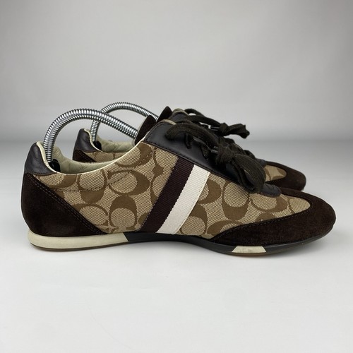 Coach Q293 Joss Damen-Sneaker Größe 10 M beige braun Signaturlogo Schnürschuhe - Bild 2 von 12