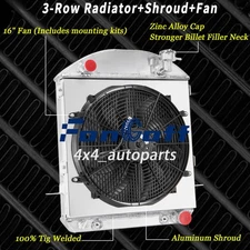 3 Row Radiator Shroud Fan For 1917-27 Ford Model T-Bucket Grill Shells Chevy V8