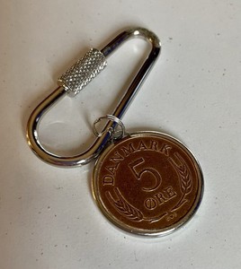 1966 Danish Coin Keychain Key Ring Vintage Collectible