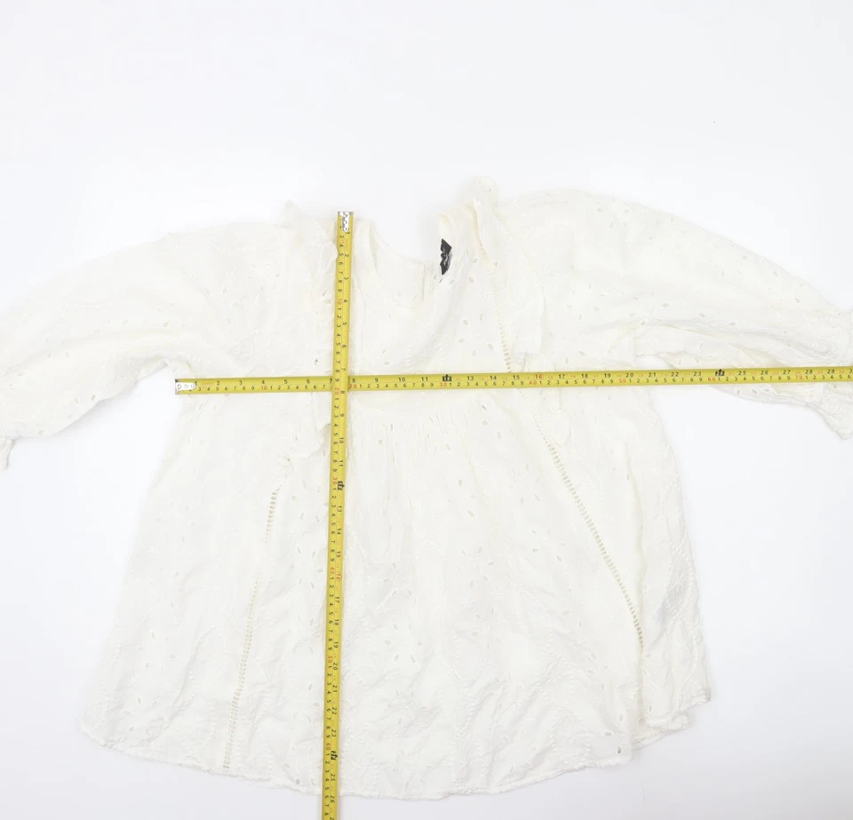 New Look Women White Maternity Blouse Size 10 Lace Ruffle Tunic Top - Image 2 of 4