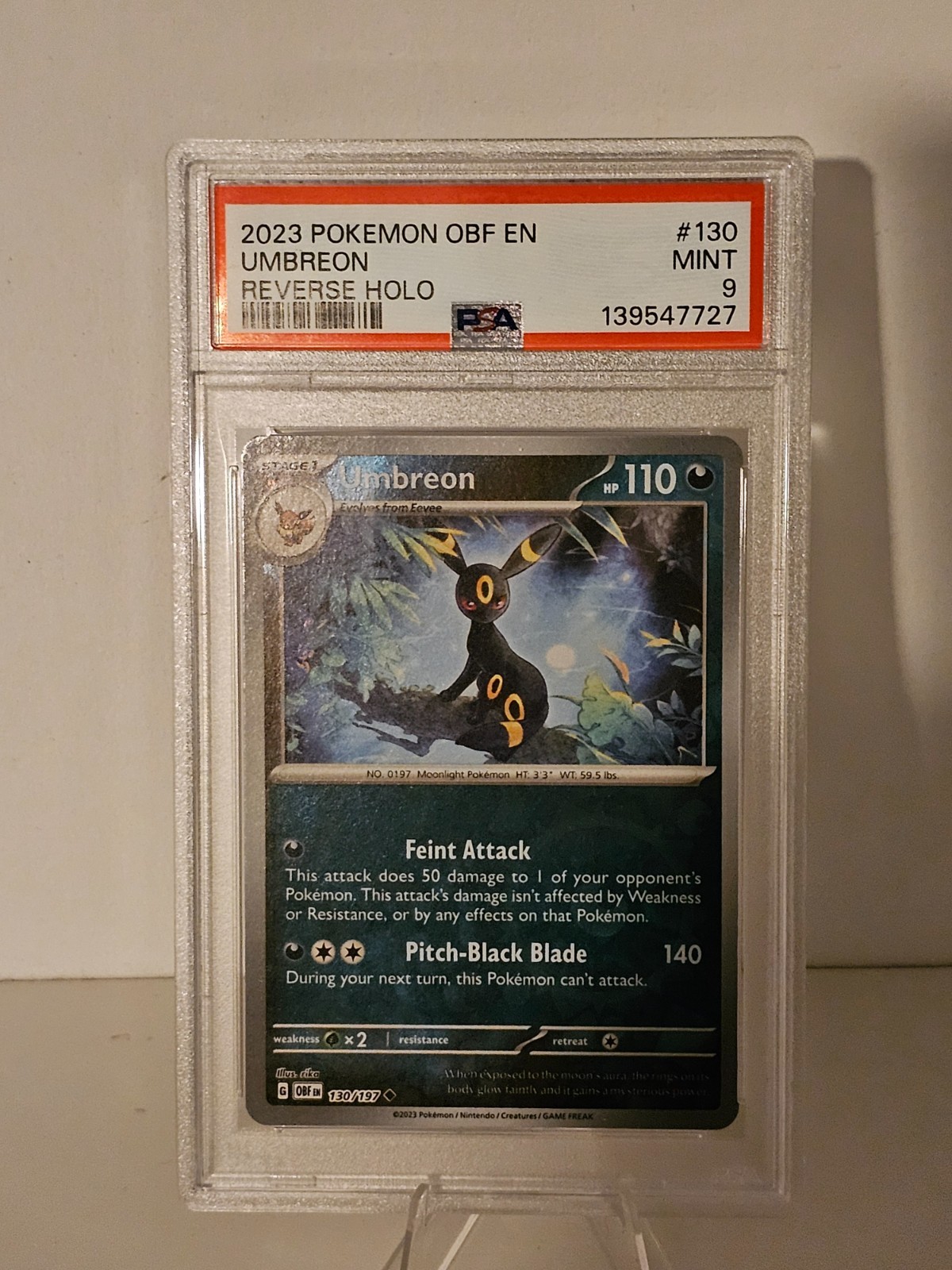 2023 POKEMON OBF EN-OBSIDIAN FLAMES REVERSE HOLO #130 UMBREON PSA 9