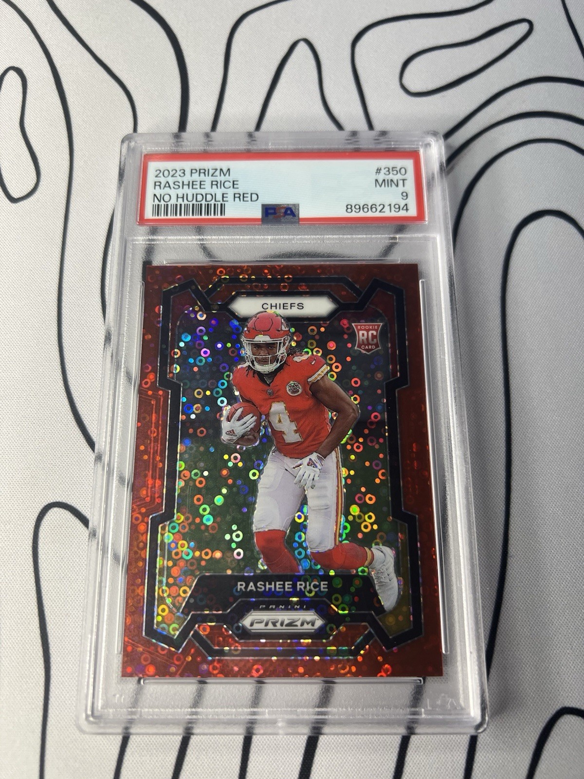 2023 Prizm Rashee Rice No Huddle Red Prizm /70 Psa 9 #350 Color Match
