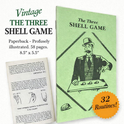 THREE SHELL GAME BOOK Booklet Magic Tricks Bar Bet Find The Pea Nut Gamble NEW 3