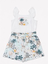Janie and Jack Girls 12 Aloha Beach Tropical Top Shorts Set Flamingo