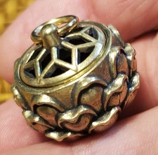 SHADOWBOX MINIATURE-SMALL BRASS CHINESE LOTUS JAR