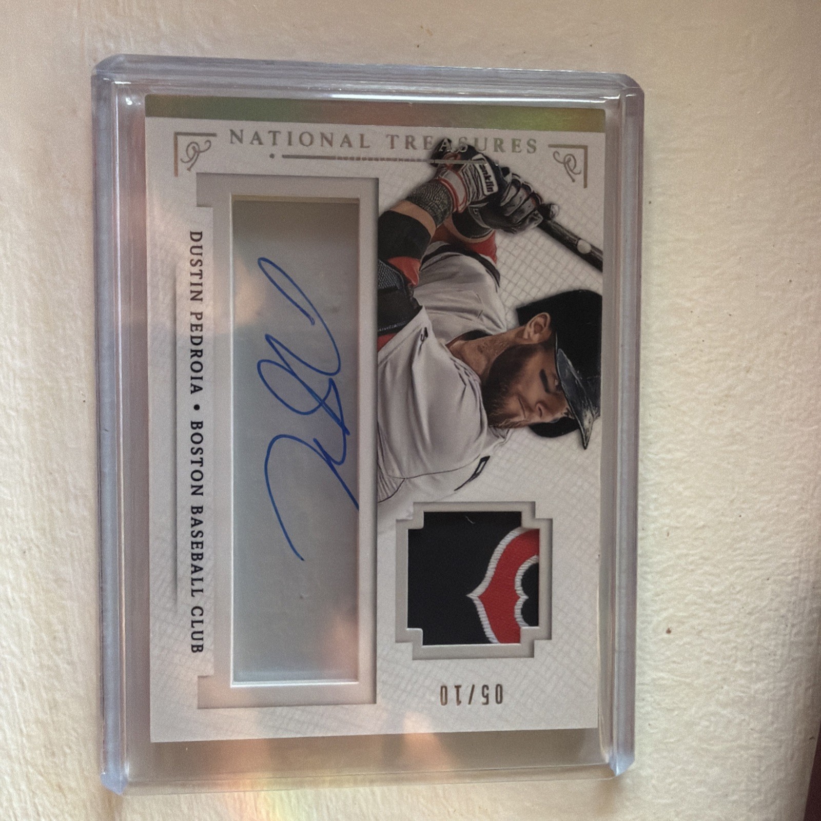 Dustin PEDROIA🔥2014 National Treasures Jersey Patch Relic AUTO #27 05/10 view 1