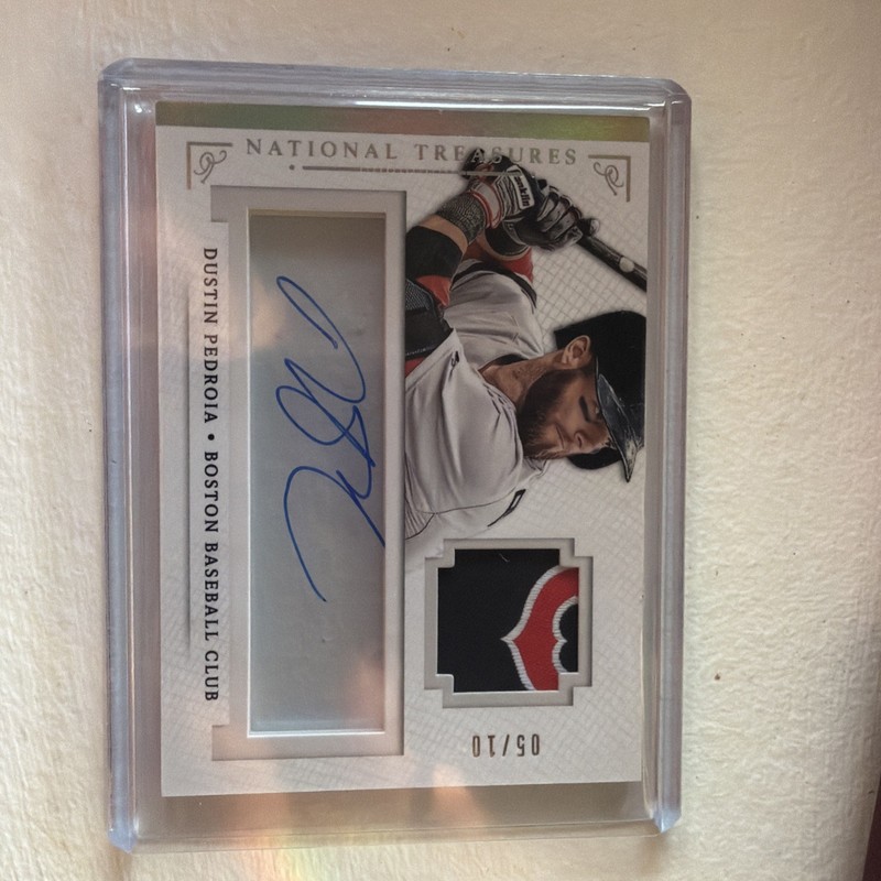 Dustin PEDROIA🔥2014 National Treasures Jersey Patch Relic AUTO #27 05/10