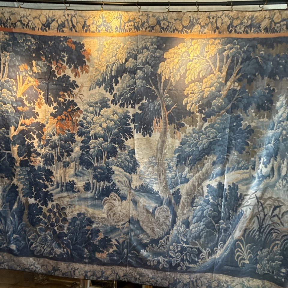 Gigantic Aristocratic Blue French Verdure Style Wall Hanging Fabric RE405164 - Image 3 of 4