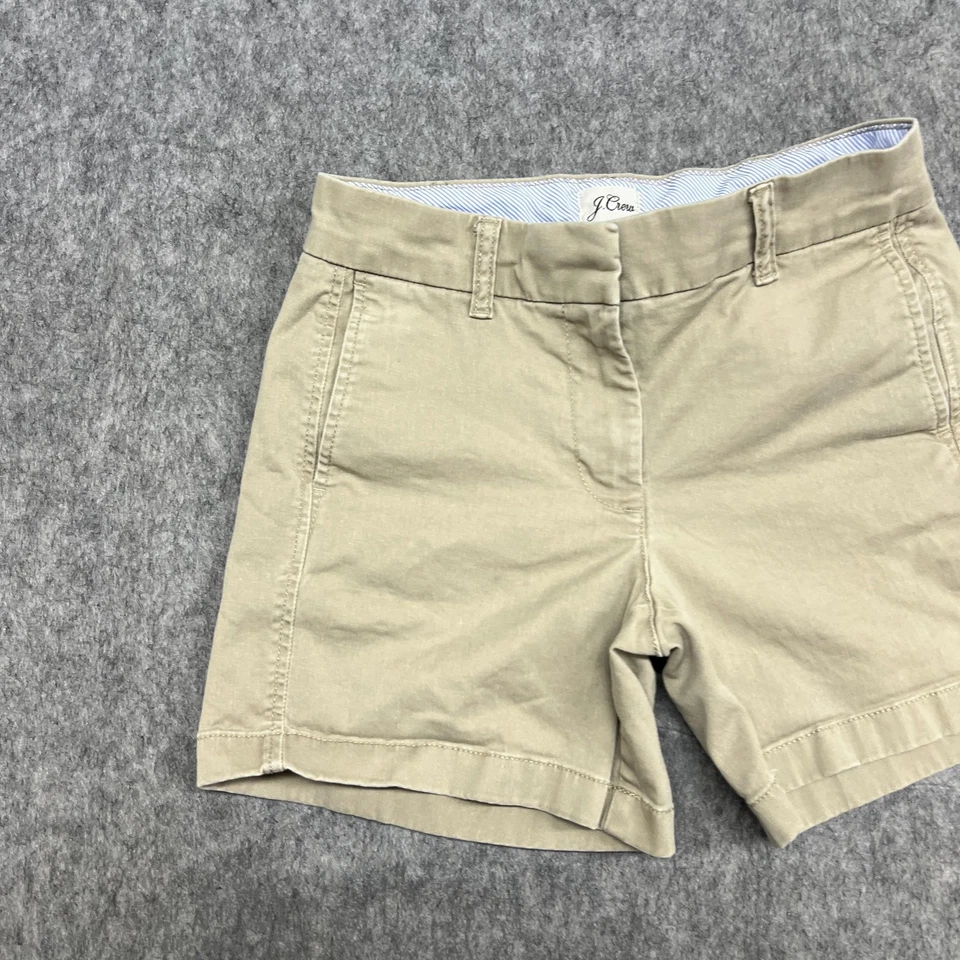 Pantalones Cortos J Crew Para Mujer 0 Caqui Chino Elastizados Frente Plano Informales Preppy Viaje Foto 4 de 4