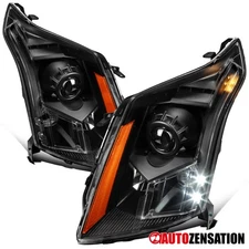 Projector Headlights Fit 2010-2016 Cadillac SRX Black Halogen Lamps Left+Right