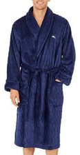 NWT Tommy Bahama Luxury Soft Plush Robe Logo Pocket Belted S/M Bathrobe Blue