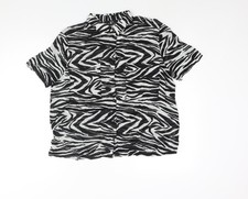 NEXT Damen schwarz geometrisches Viskose Basic Knopfleiste Gr&ouml;&szlig;e 10 Kragen - halb