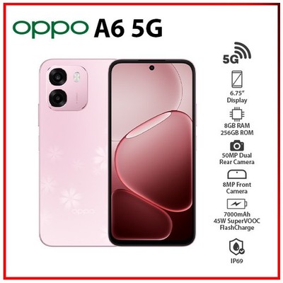 (New) OPPO A6 5G 8GB+256GB PINK Unlocked Dual SIM Global Android Cell Phone