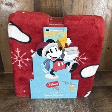 Disney Super Soft Mickey Mouse Travel Blanket 45" x 55" Christmas Design Red