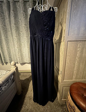Oasis Plus Size 26 Navy Chiffon Strappy Sweetheart Lace Maxi Dress