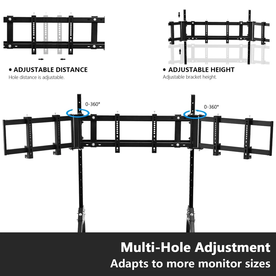 Zootopo Triple Monitor Stand With Locking Wheels For Any Racing Sim Cockpit - Image 3 of 4