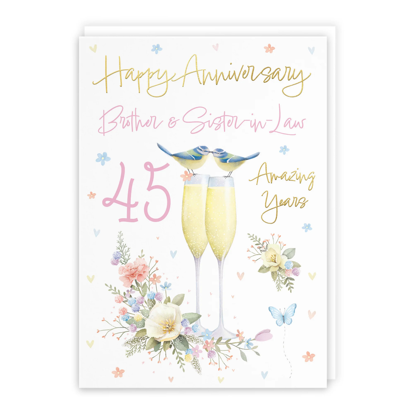 45th Brother And Sister-in-Law Anniversary Card Champagne Flutes Milo's Gallery