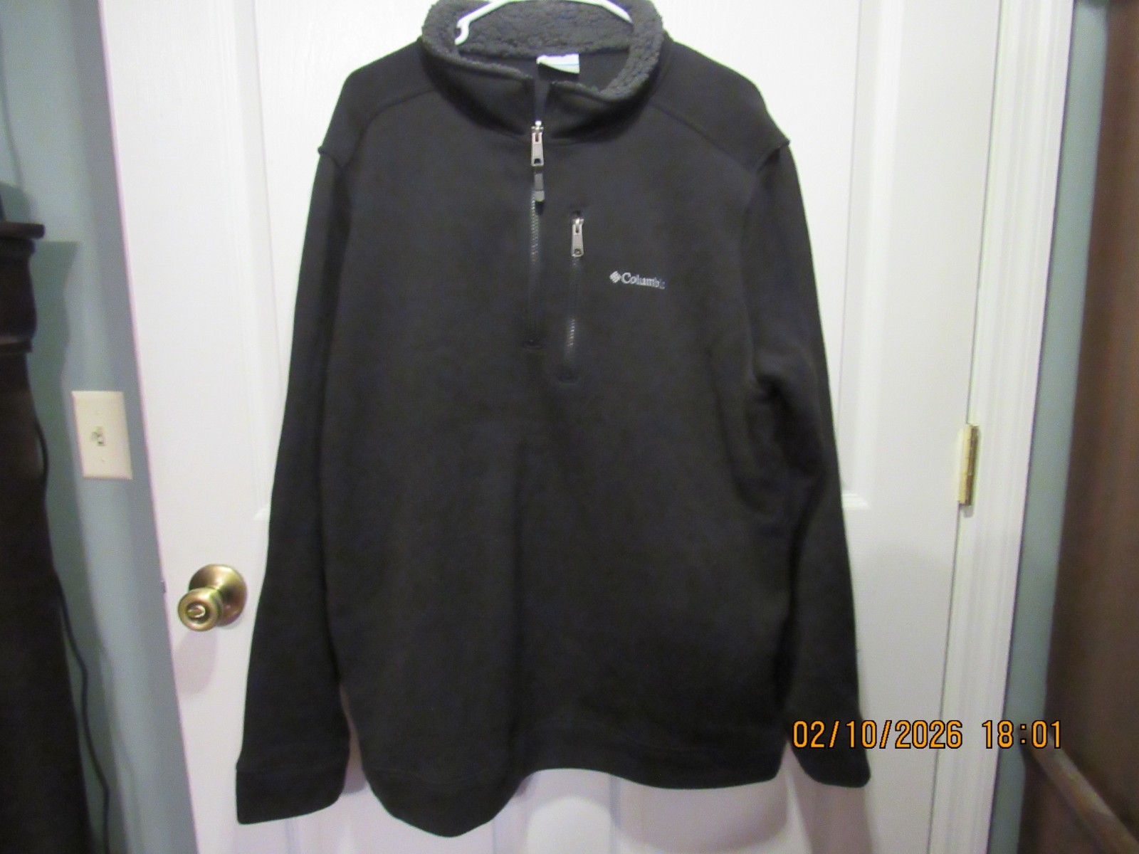 Mens Columbia Sportswear Company 1/4 Zip Pullover XXL Black Heavy Fleece Collar