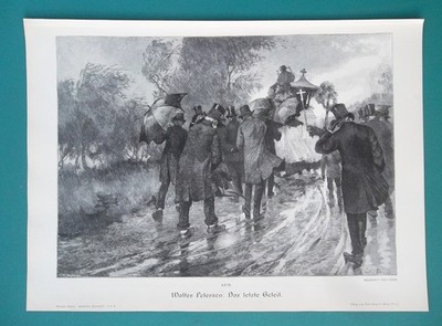 FUNERAL PROCESSION Last farewell Rainy Windy Cold Weather - 1892  Print