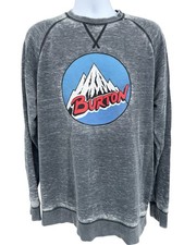 Burton Retro Mountain Logo Crewneck Sweatshirt Gray Pullover Mens Size Large