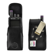 Unication G4 G5 Pager Fire Radio Leather Pouch Holster Metal Belt Clip Magnetic